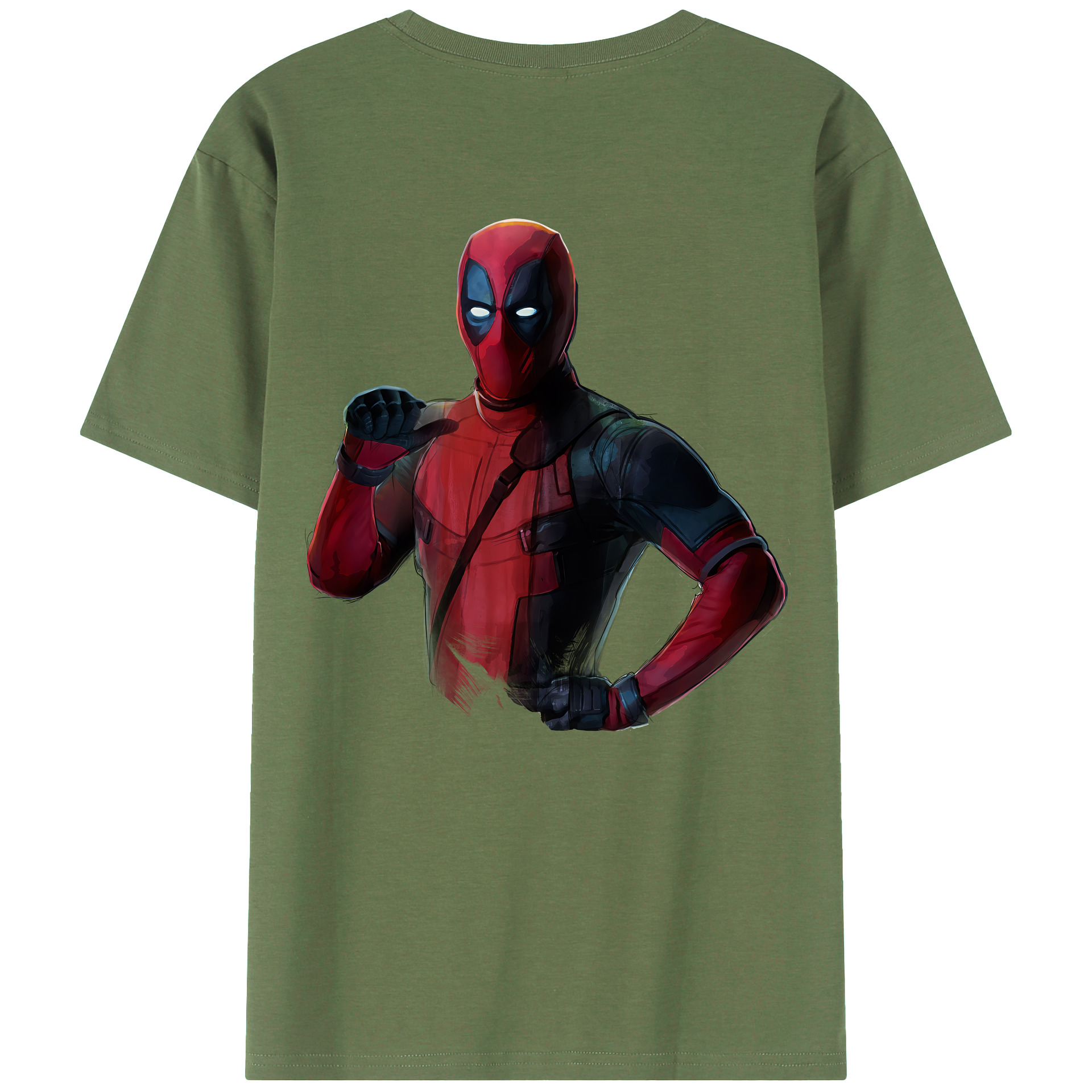 （画像用） Deadpool デッドプール 綿100％ メンズ半袖Tシャツ（バックプリント） 通気性